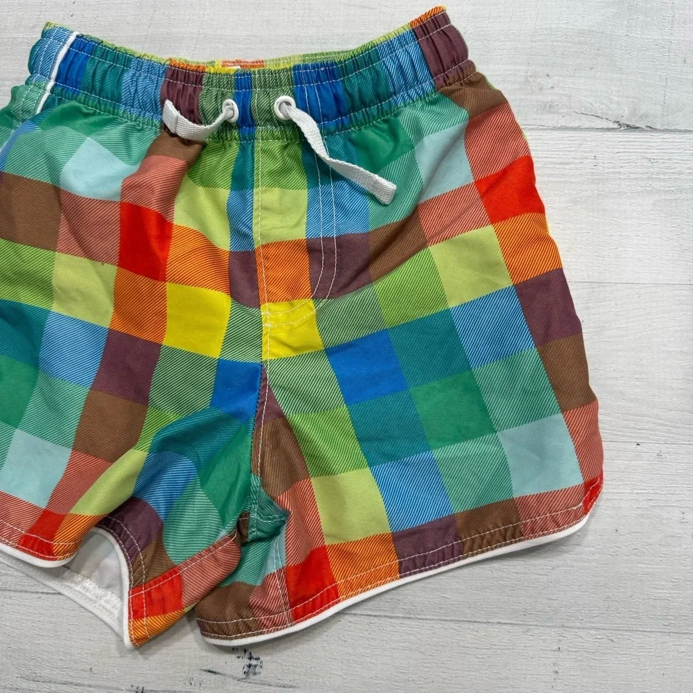 Hanna Andersson‎ boys colorful plaid swims shorts 100/4